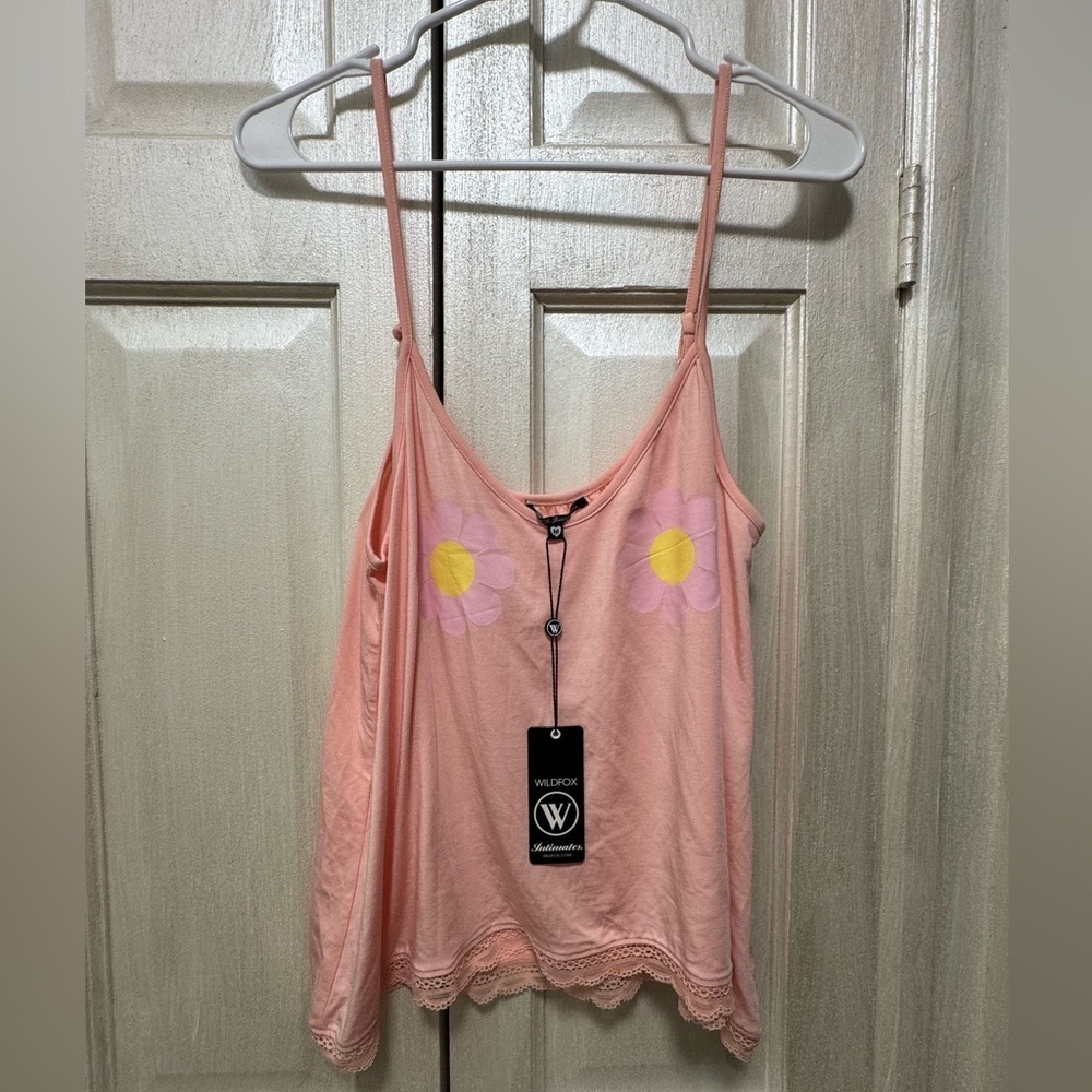 Wildfox Intimates. Size M Peach Floral Print Pajamas Top Tank